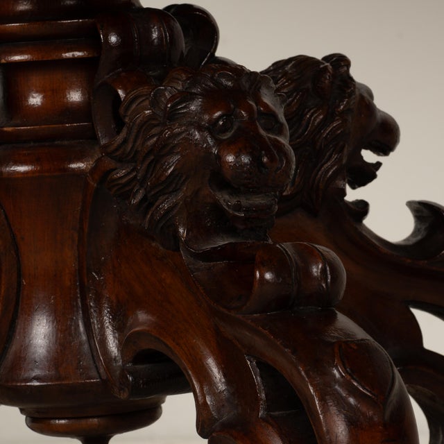 19th Century Renaissance Revival Carved Lion Oval Center Table For Sale - Image 17 of 17