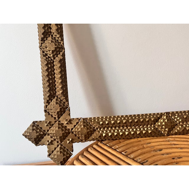 Large Antique Tramp Art Frame with Gilded Finish, 1890s For Sale - Image 3 of 5