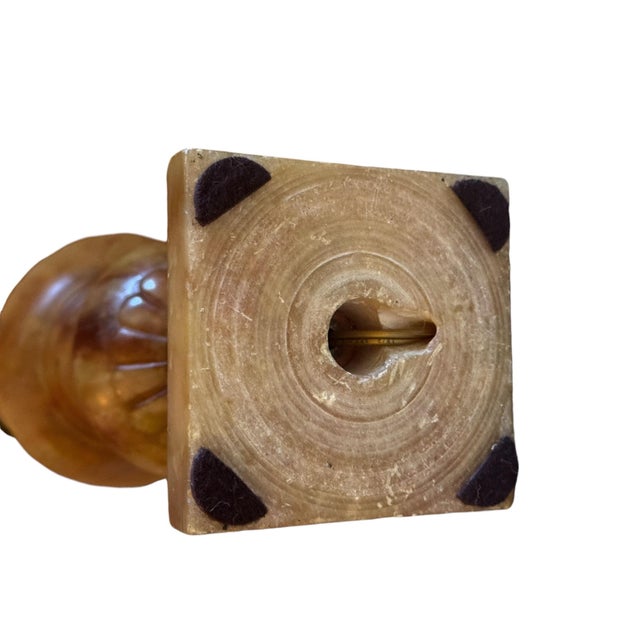 Stone Early 20th Century Amber Colored Italian Alabaster Campagna-Form Urn Table Lamp For Sale - Image 7 of 7