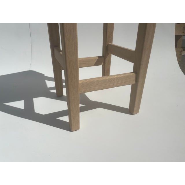 Oak and Cognac Saddle Leather Bar Stool in the Style of Jean-Michel Frank For Sale - Image 12 of 12