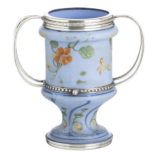 Pitcher with Silver Handles and Sevres Porcelain For Sale