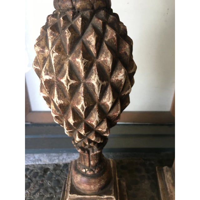 Vintage Large Thomas W. Morgan Silver Giltwood Pineapple Lamps - A Pair For Sale In Los Angeles - Image 6 of 11