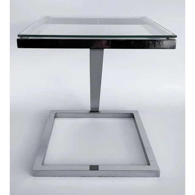Mid-Century Pace Collection "Z" Chrome Glass Side Table For Sale In Miami - Image 6 of 8