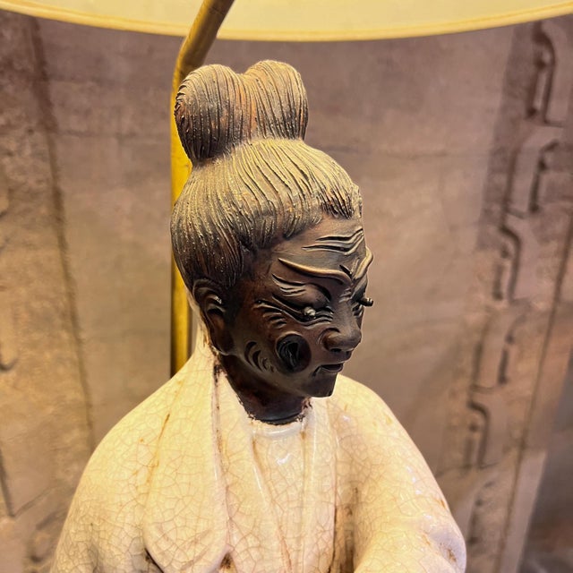 1950s Marcello Fantoni Asian Figural Table Lamps Italy For Sale - Image 9 of 12