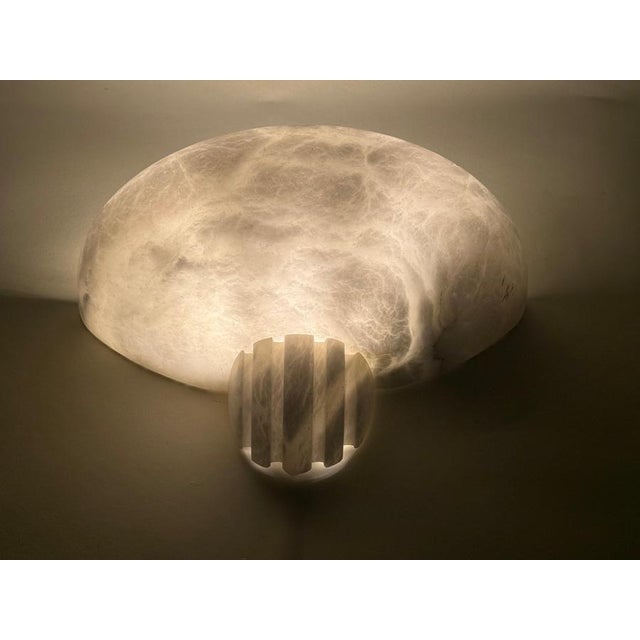 Art Deco Alabaster Wall Lights, France, 1980s, Set of 2 For Sale - Image 11 of 12