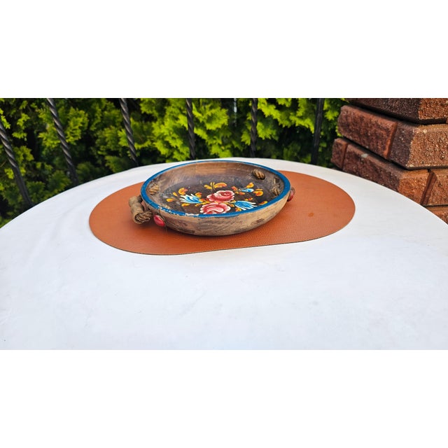 Wood Rustic Style Painted Wooden Bowl, 1950s For Sale - Image 7 of 8