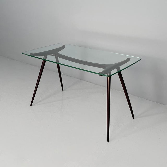 Mid-Century Modern Mid-Century Modern Italian Disassemblable Coffee Table in Wood and Glass, 1950s For Sale - Image 3 of 14