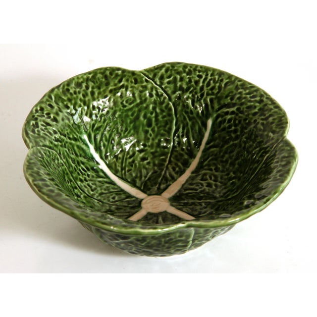 Vintage Trompe l'Oeil Cabbage Leaf Serving Bowl From Portugal Aka