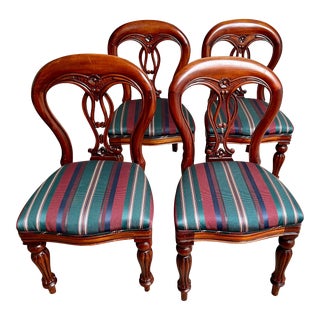 Late 20th Century Ballon Back Art Nouveau Transitional Chairs - Set of 4 For Sale