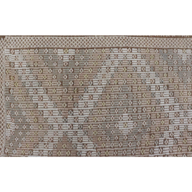 Turkish Kilim Gallery Runner With Ivory and Taupe Geometric Patten 6'4 X 11' For Sale In Atlanta - Image 6 of 10