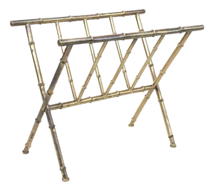 Mid-Century Modern Danish Brass Bamboo Magazine Rack, 1950s