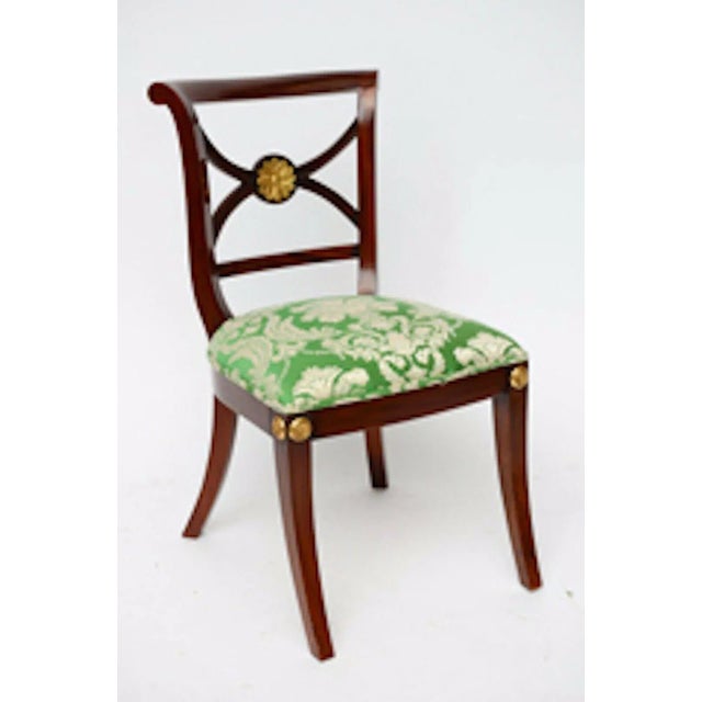 Regency Klismos Chairs, 19th C. Refined Highly Carved Gilt Details - Set of 4 For Sale - Image 4 of 8