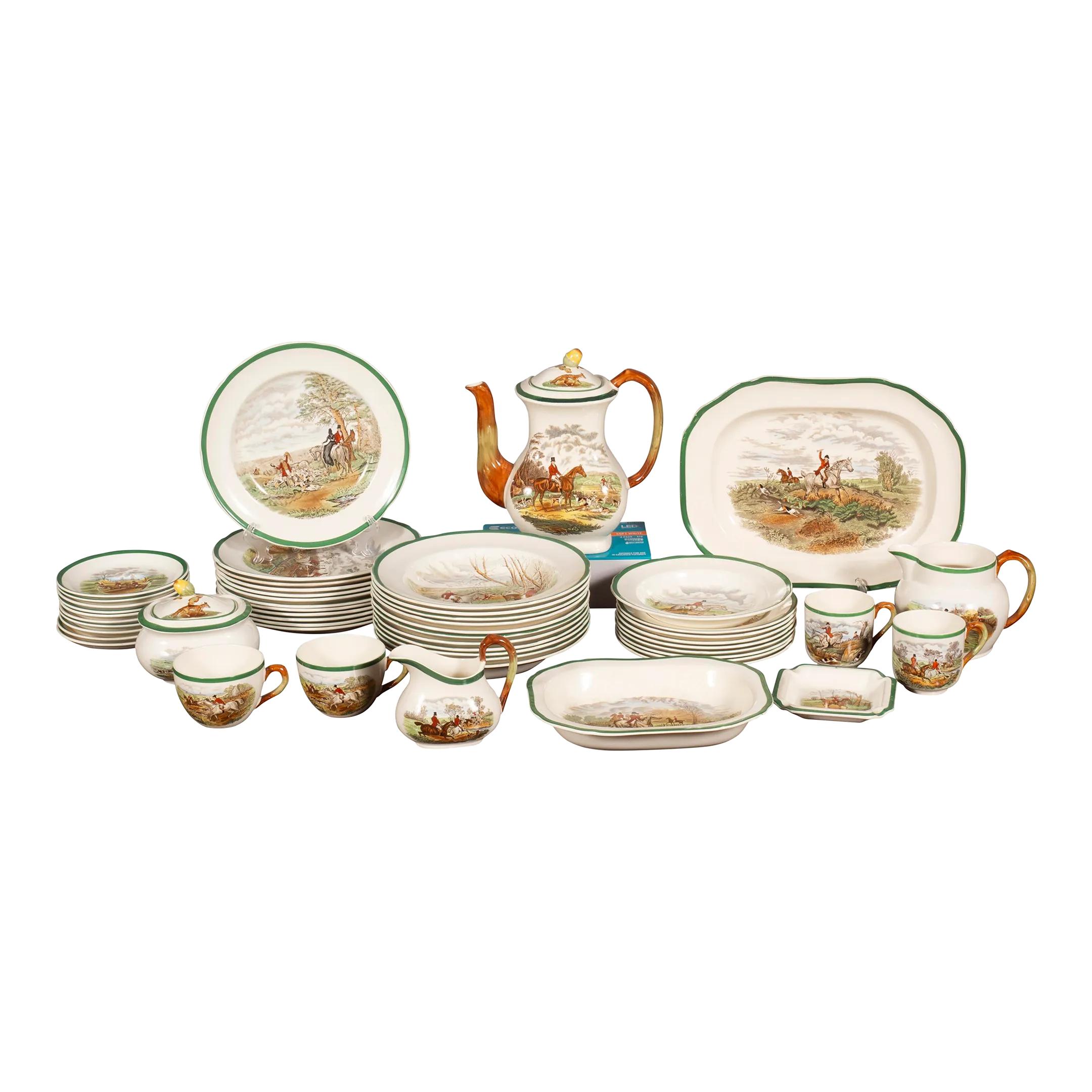Copeland Spode Pottery Fox Hunt Lunch Service | Chairish