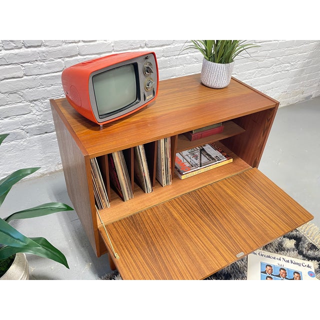 Mid Century Modern Teak Vinyl Storage Credenza | Danish Record Cabinet, Circa 1960's For Sale - Image 12 of 15
