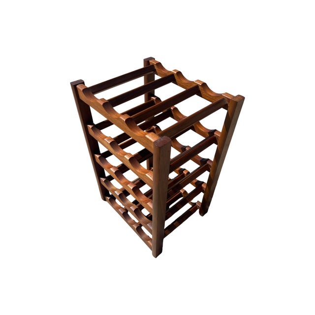 Vintage Mid Century Modern Solid Walnut Wine Rack 15 Bottle For Sale In Palm Springs - Image 6 of 8