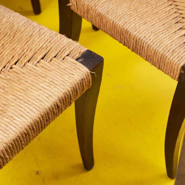 Antique Empire Wooden Chairs with Straw Seats, Set of 6 For Sale - Image 4 of 14