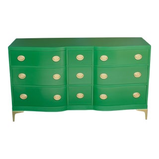 1970s Mid-Century Green Dresser of Nine Drawers For Sale