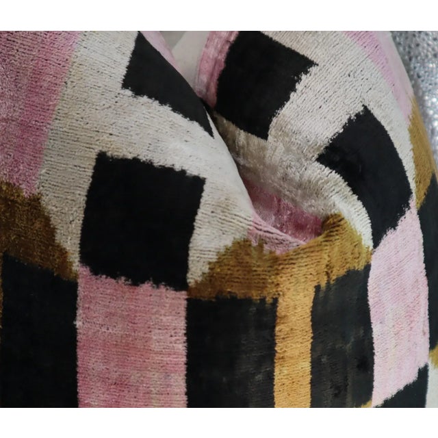 2020s Handmade Pink & Brown Silk Velvet Throw Pillow & Down Insert For Sale - Image 5 of 12