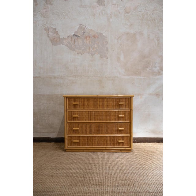 Bamboo and Woven Rush Chest of Drawers, 1970s For Sale - Image 6 of 6