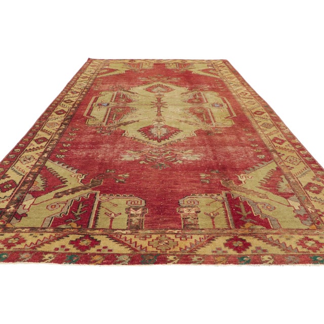 Mid 20th Century Mid 20th Century Vintage Turkish Oushak Rug, 05'03 X 10'04 For Sale - Image 5 of 11