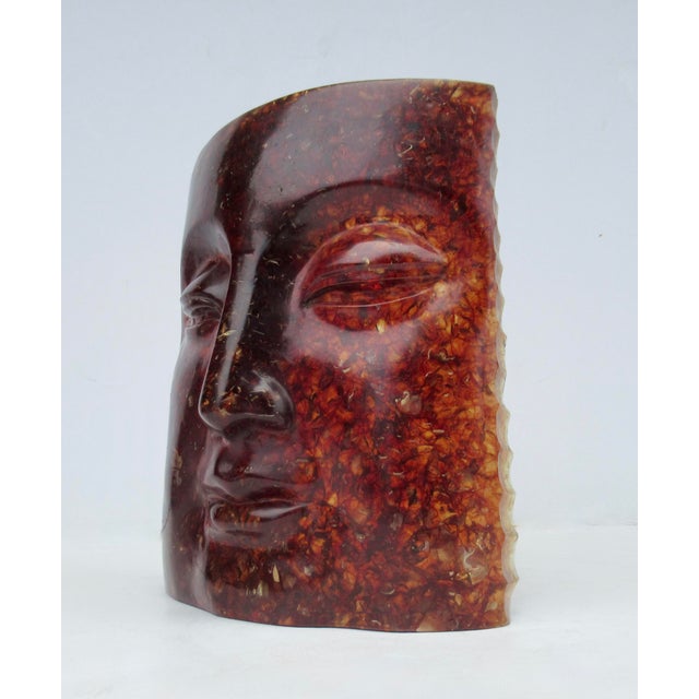 Plastic Asian Cast Resin Buddha Face in a Tortoise Shell Look, Decorative Accent Piece For Sale - Image 7 of 16