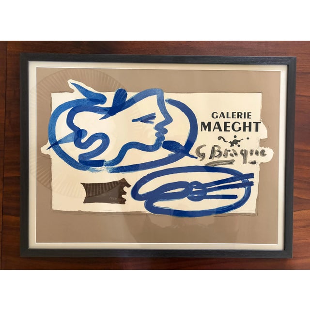 Original Vintage Georges Braque Galerie Maeght Exhibition Poster Framed French Modernism For Sale - Image 4 of 11