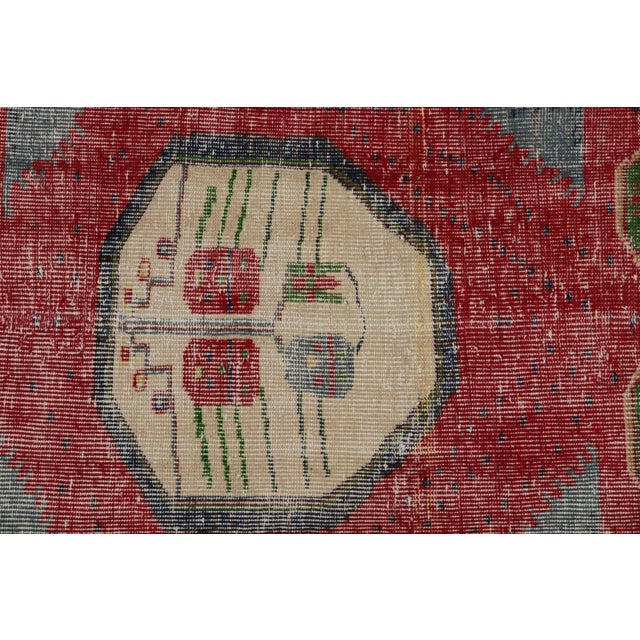 1950s Vintage Oushak Tribal Rug With Geometric Patterns For Sale In New York - Image 6 of 7