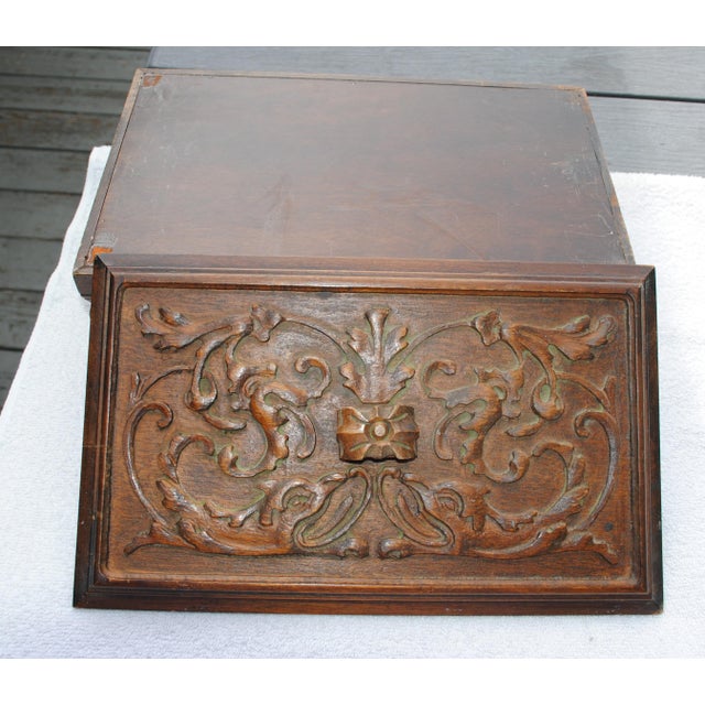Early 20th Century Antique Walnut Carved Keepsake Presentation Box With Dragons For Sale - Image 5 of 7