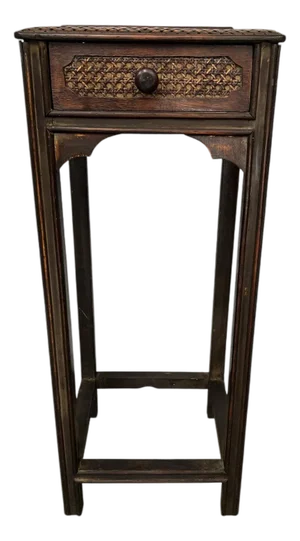 Coastal One Drawer, Cane and Woven Rattan Pedestal or Plant Stand
