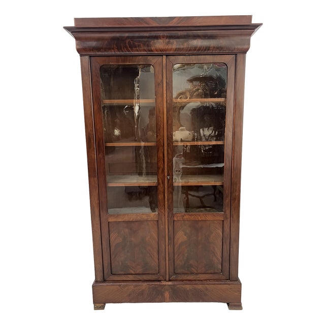 19th Century Louis Philippe Mahogany and Mahogany Veneer Bookcase For Sale