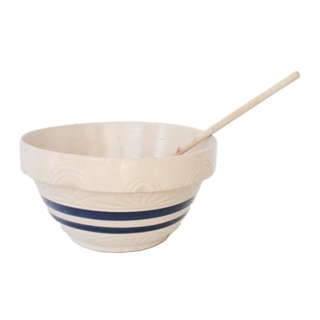 Farmhouse Ext LRG 1930's Stoneware Robinson Ransbottom Pottery Co. Mixing Bowl For Sale - Image 3 of 6