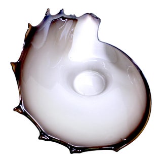 Cased Art Glass 17" Centerpiece Hand-Blown Nautical Conch Shell 3-Lb For Sale