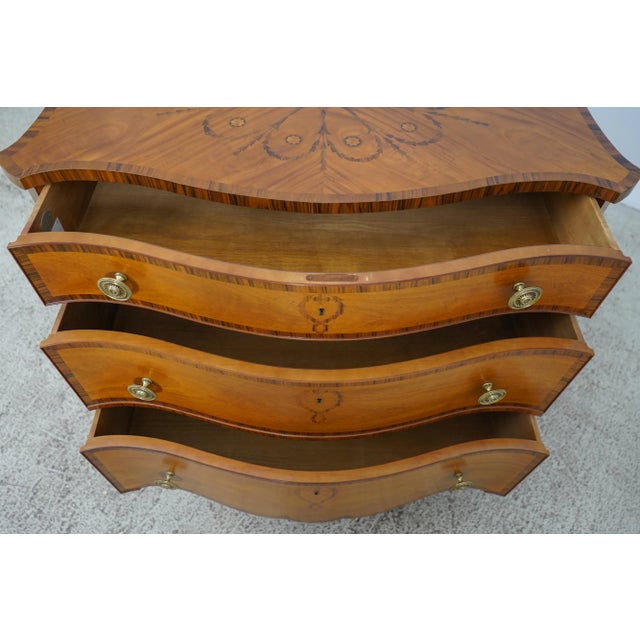 Traditional Baker Highly Inlaid Satinwood Adam Style Chest For Sale - Image 3 of 13