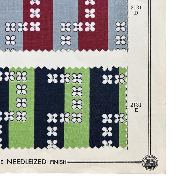 1956 Quadriga Cloth E&w Brands Textile Sample Sheet, Mid-Century Archive For Sale - Image 4 of 10