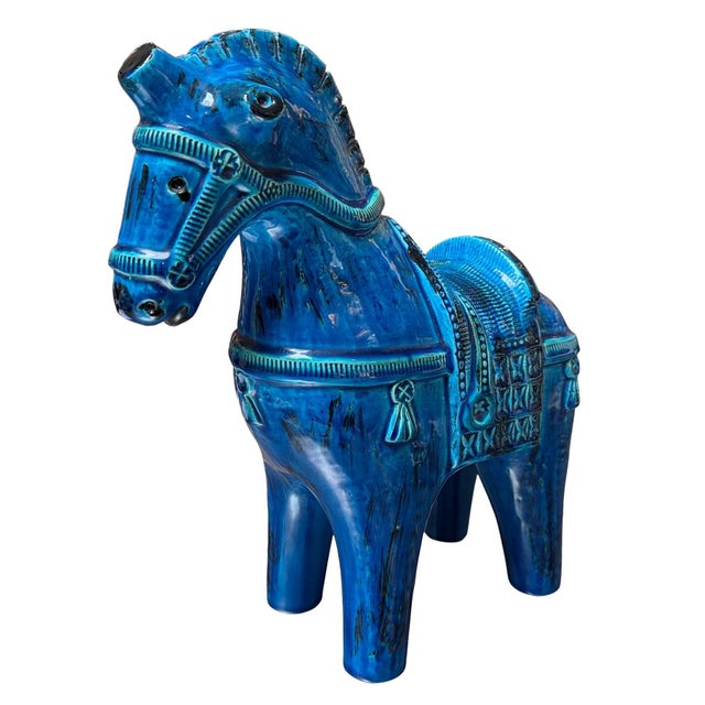 Mid-Century Modern Late 20th Century Aldo Londi Rimini Blu Horse by Flavia Montelupo/Bitossi, Italy For Sale - Image 3 of 14