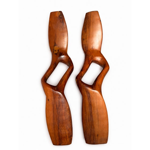 Brown After Alexandre Noll, Abstract Wood Wall Diptych, 1970s, Walnut, Set of 2 For Sale - Image 8 of 8