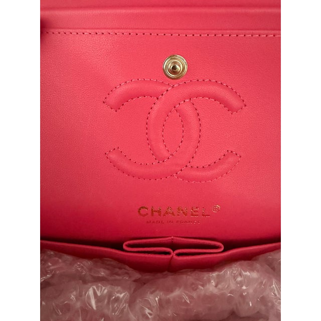 Pink Quilted Lambskin Small Classic Double Flap Bag For Sale - Image 10 of 10