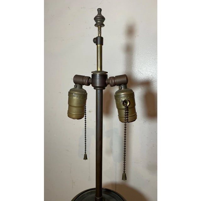 Large Antique Patinated Bronze Wood Brass Empire Urn Style Electric Table Lamp For Sale In New York - Image 6 of 11