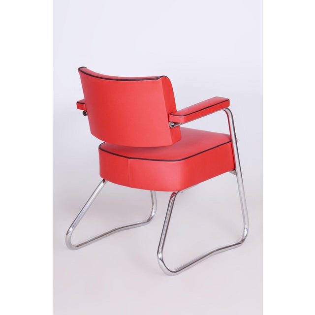 Metal German Bauhaus Armchair in Leather attributed to G. Rohde for Mauser, 1930s For Sale - Image 7 of 12