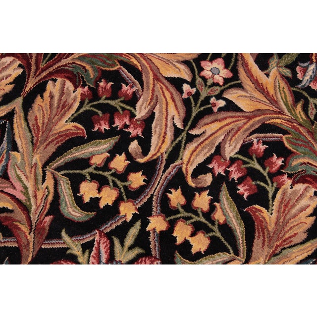 Shabby Chic Art Nouveau 1990's Pak-Persian Black/Black Wool Rug - 9'1'' X 12'6'' For Sale - Image 3 of 9