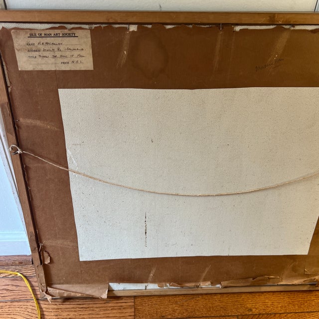 Oil on Artist Board Windswept Seaside Landscape Framed Signed Made in 1950 by British Artist McMillan For Sale - Image 12 of 12