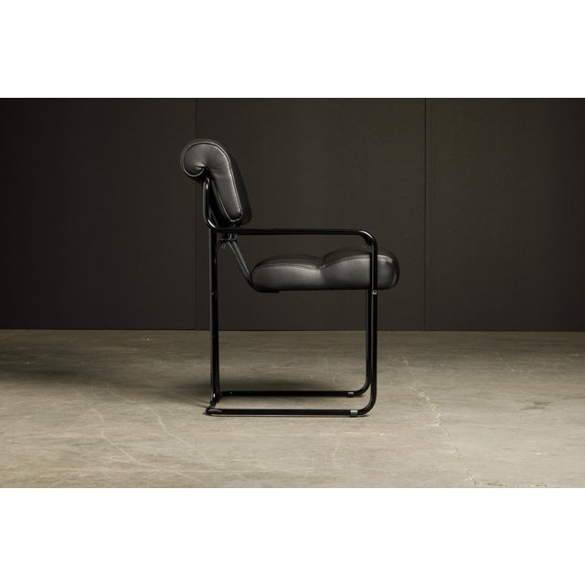 2020s Black Leather Tucroma Chairs by Guido Faleschini for Mariani, Brand New - Set of 12 For Sale - Image 5 of 12
