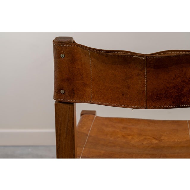 Rationalist French Chairs in Leather and Wood, 1970s, Set of 2 For Sale - Image 11 of 12