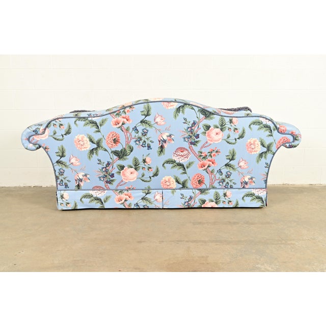 Baker Furniture English Traditional Floral Upholstered Roll Arm Camelback Sofa For Sale - Image 12 of 15