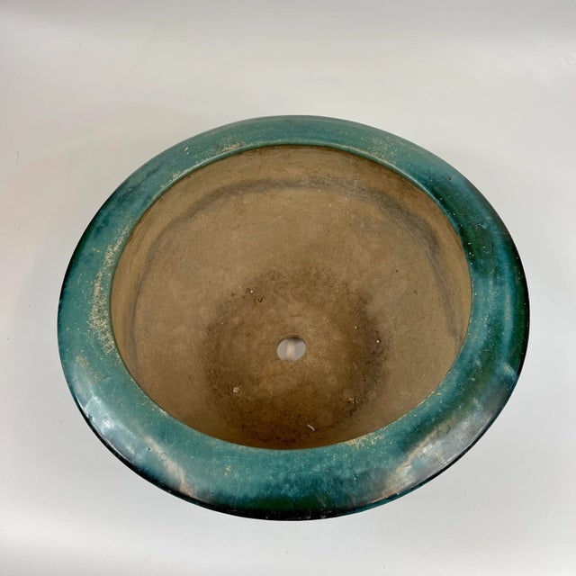 19th Century Teal Colored Large Ceramic Planter Bowl For Sale - Image 4 of 11