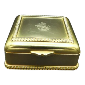 Antique E.G. Webster Gold Gilt Silver Rampant Lion Dresser Jewelry Box 1886-1928