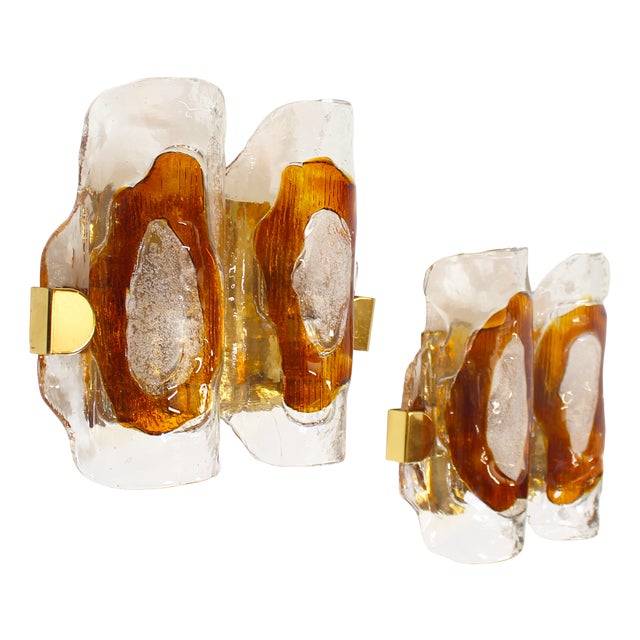 Vintage Wall Lamps in Murano Glass from Hillebrand, 1970s, Set of 2 For Sale