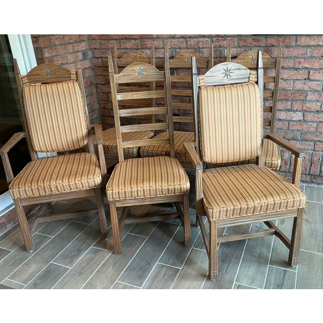 Rustic A. Brandt Ranch Oak Upholstered Dining Chairs For Sale - Image 3 of 12