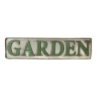 Distressed Galvanized Garden Sign For Sale