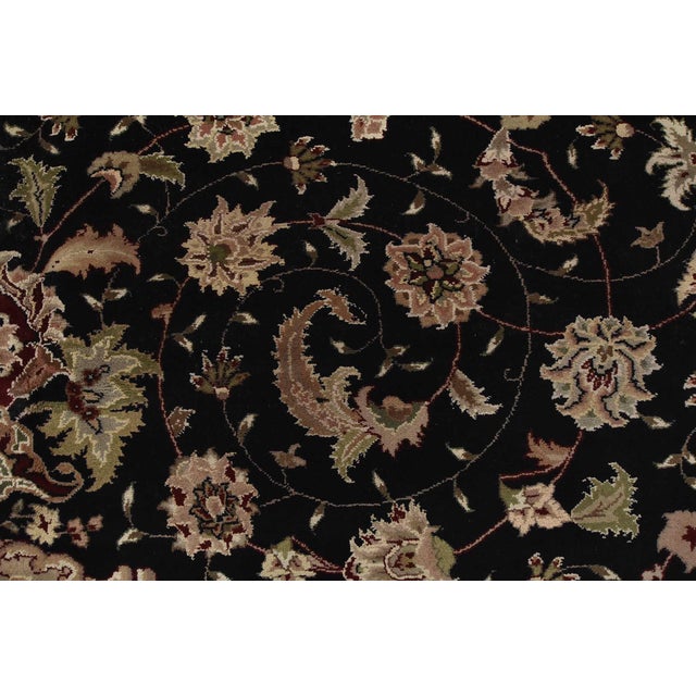 Tabriz Rug 10’2” X 14′ Black Wool/Silk Traditional Hand-Knotted Carpet For Sale - Image 11 of 15